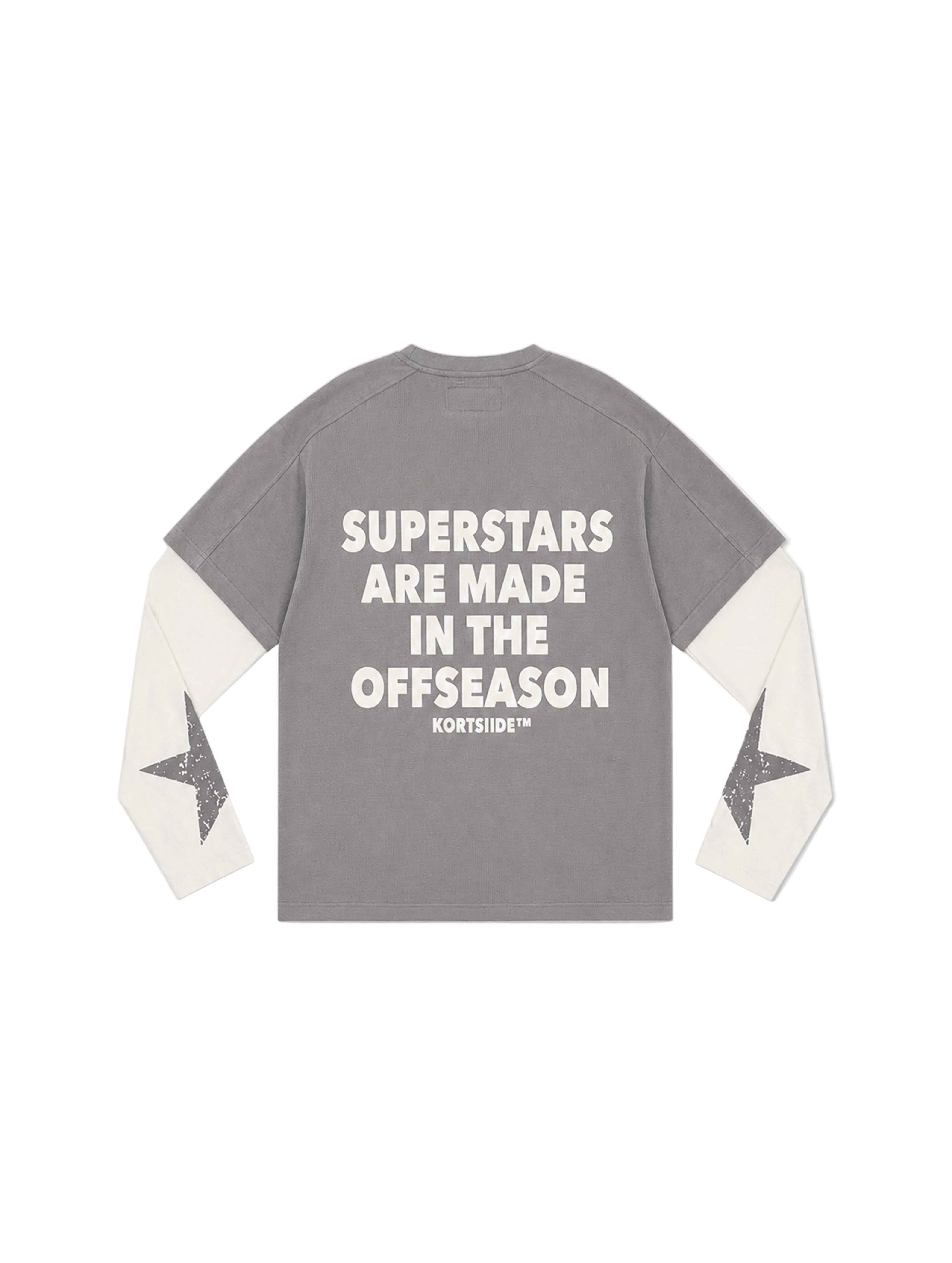 Back view of Kortsiide Superstar Layered Grey T-Shirt